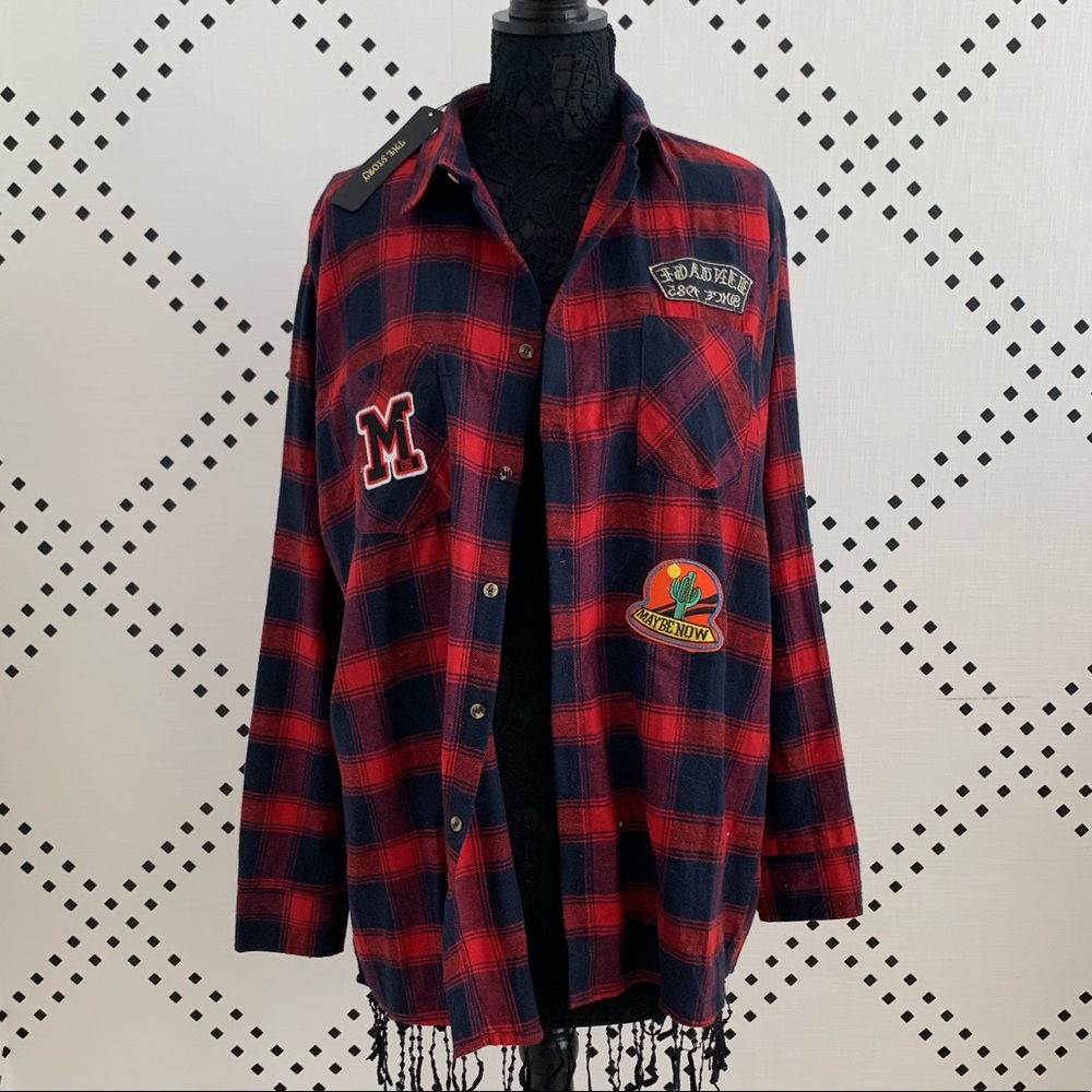 Plaid Shirt with Patchwork